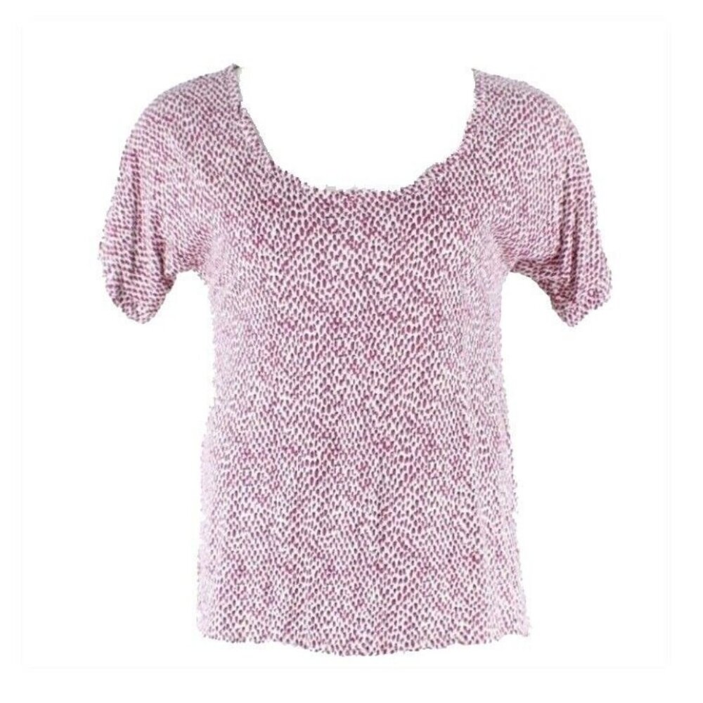 Lilka Sz L White Magenta Black White Gather Back Scoop Neck Cotton Modal Top